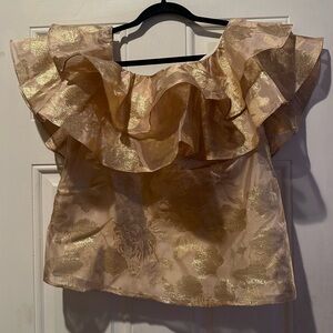 Lilly Pulitzer Metallic Gold Ruffle Blouse-New & Beautiful